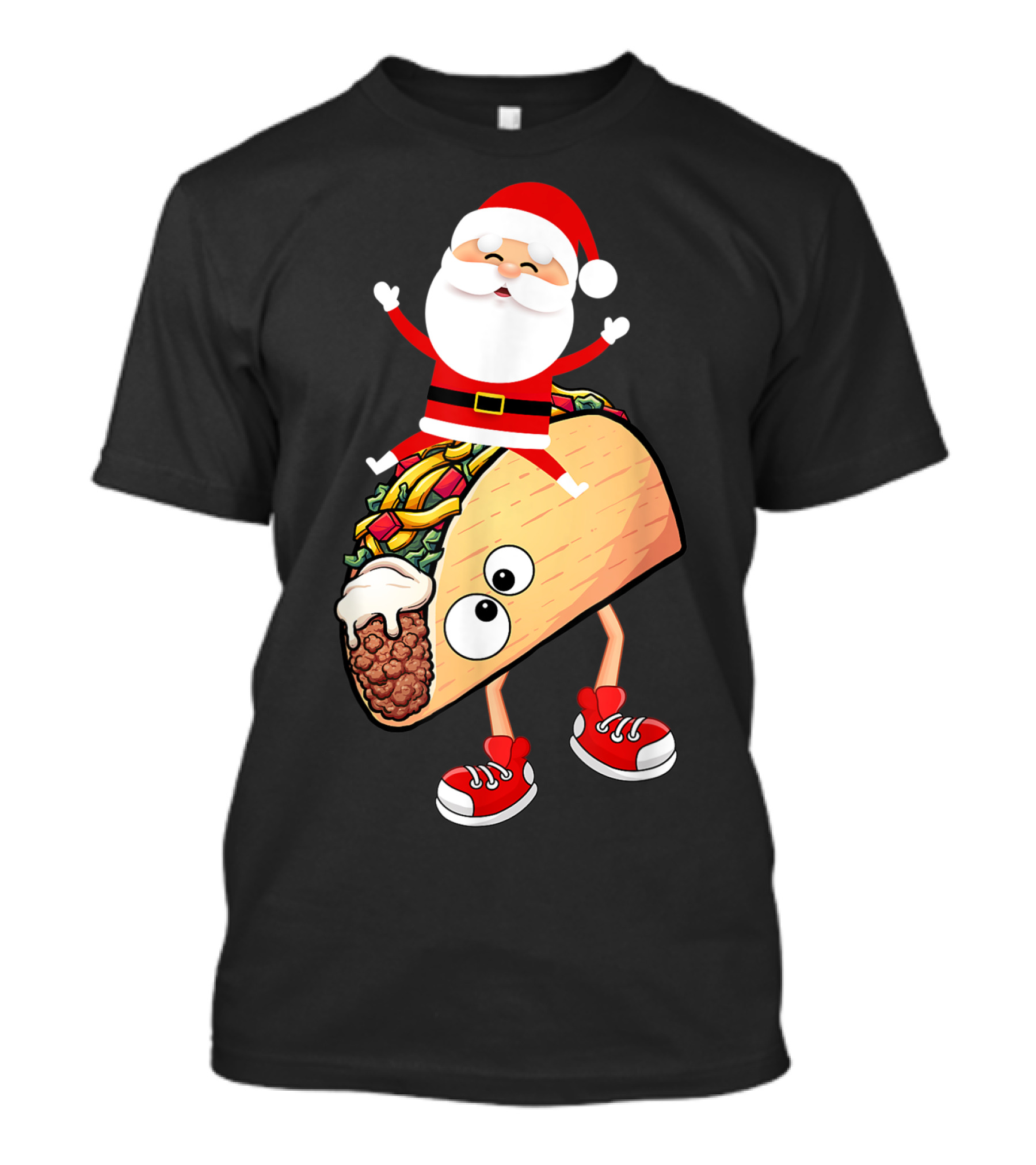 Funny Santa Riding Crazy Taco With Legs T-Shirt