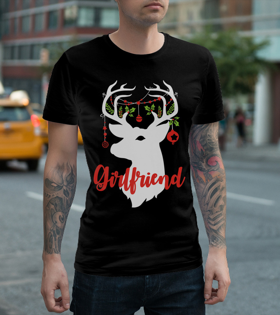 Girlfriend Christmas Reindeer Deer Antlers Holiday Ornaments T-Shirt