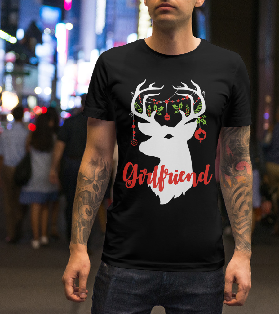 Girlfriend Christmas Reindeer Deer Antlers Holiday Ornaments T-Shirt