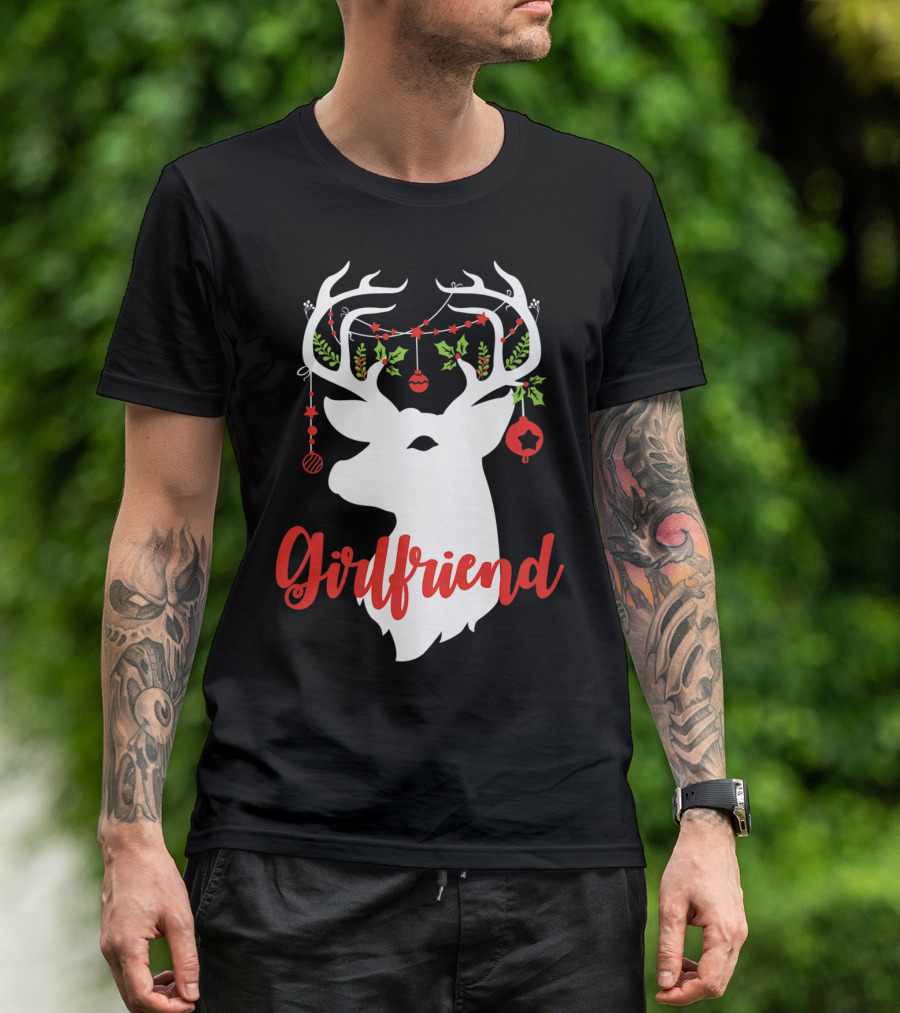Girlfriend Christmas Reindeer Deer Antlers Holiday Ornaments T-Shirt