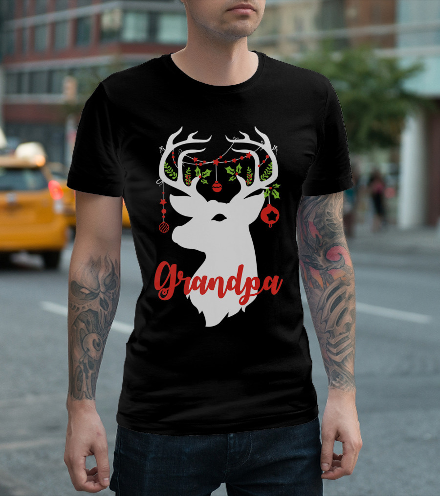 Grandpa Reindeer Christmas Deer Ornaments T-Shirt