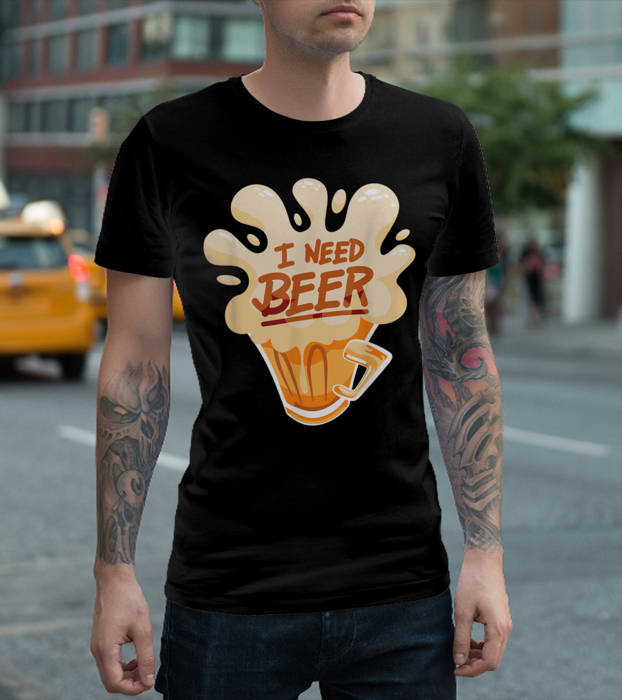 I Need Beer Funny Beer Festival Brewery Comic Style Suds Explosion T-Shirt