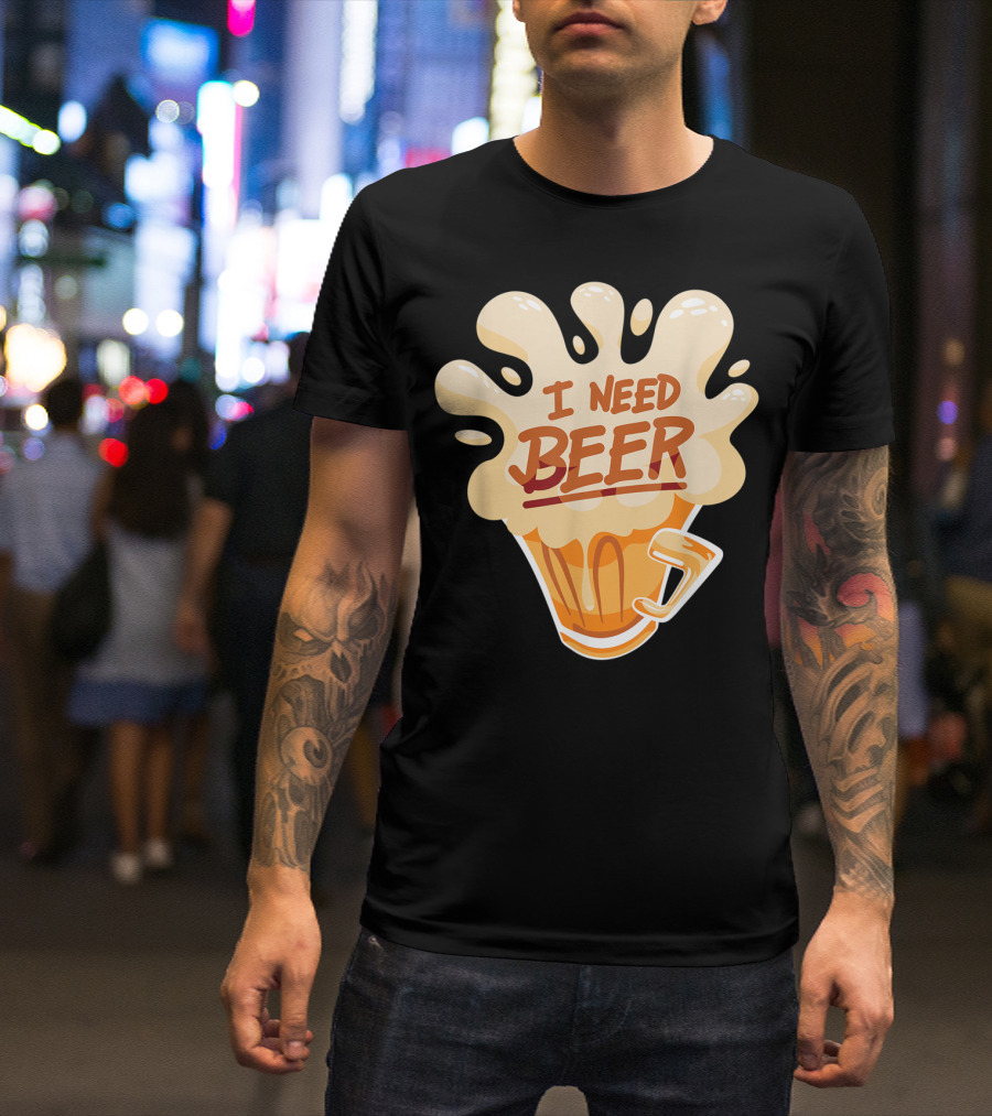 I Need Beer Funny Beer Festival Brewery Comic Style Suds Explosion T-Shirt