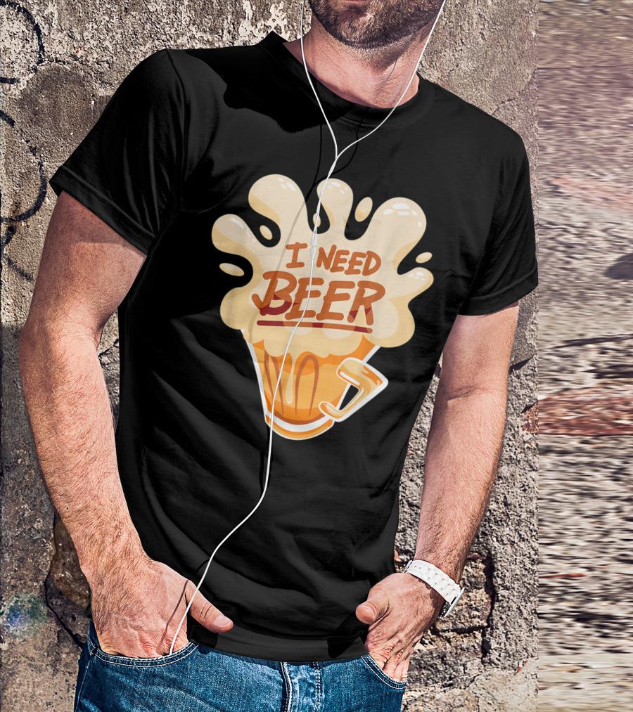 I Need Beer Funny Beer Festival Brewery Comic Style Suds Explosion T-Shirt