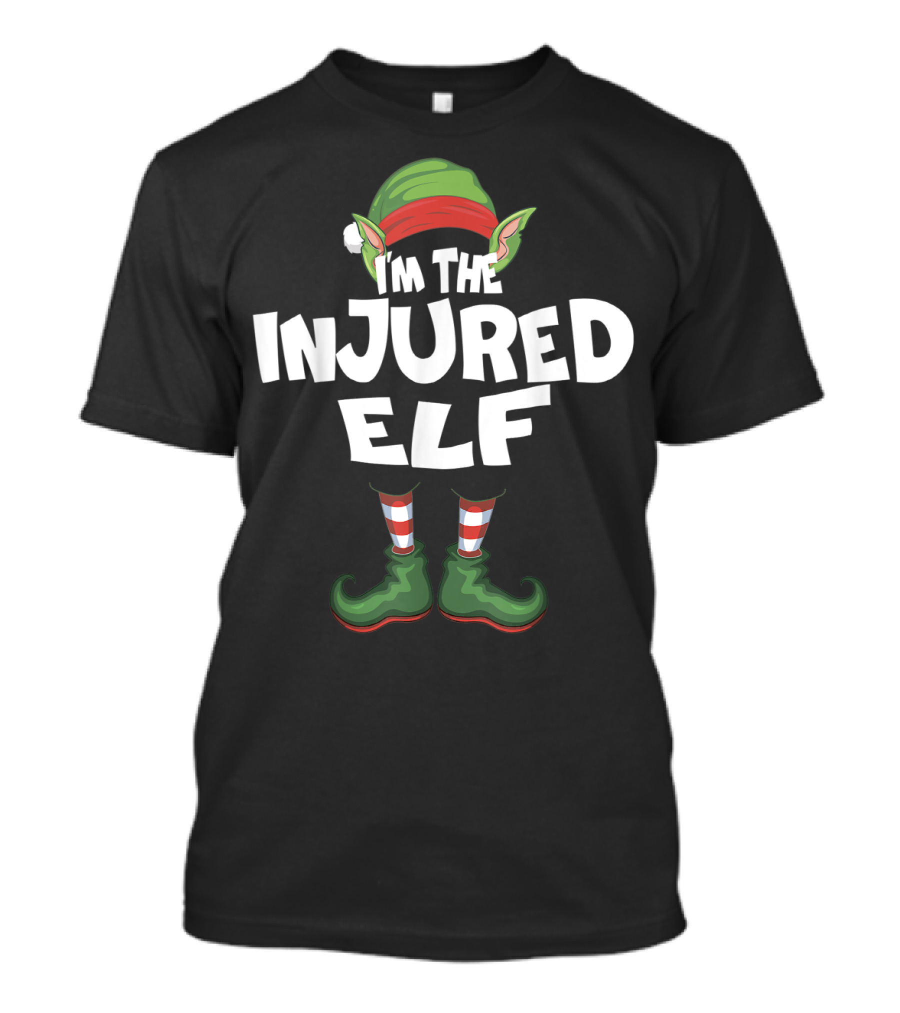 I'm The Injured Elf Christmas Eve Xmas Elf Outfit With Hat And Shoes T-Shirt