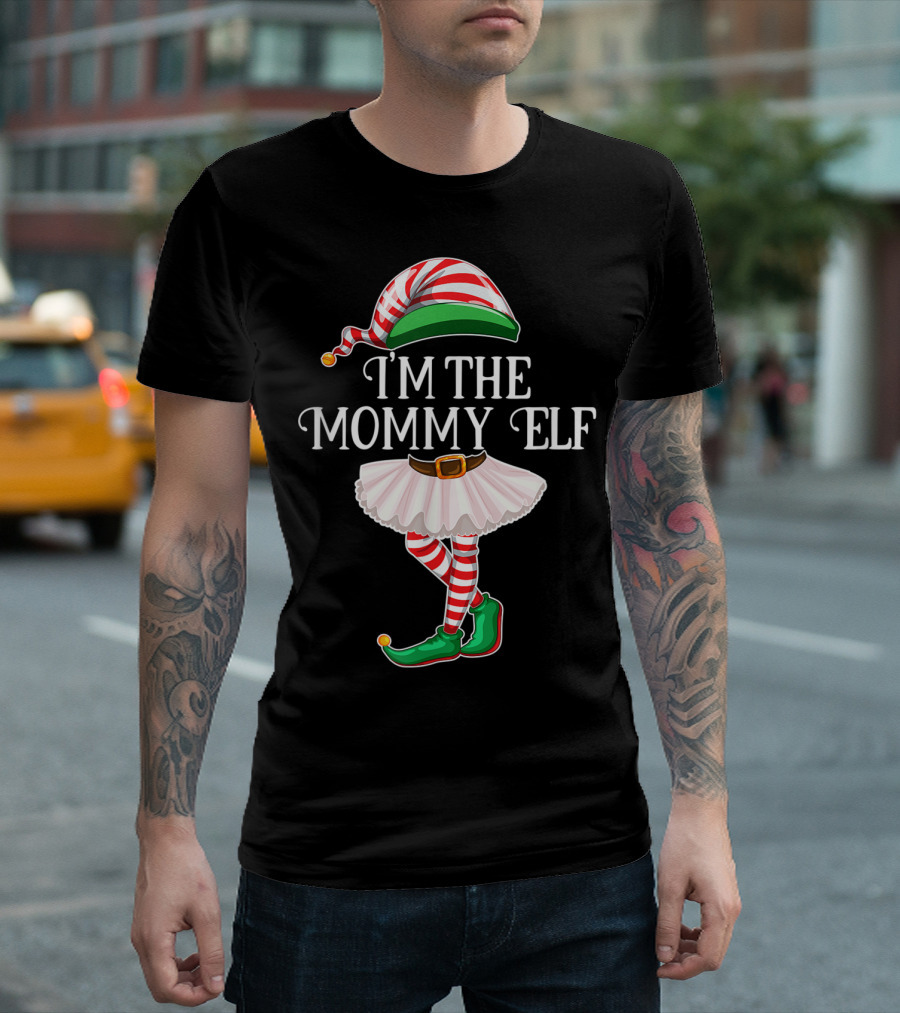 I'm The Mommy Elf Christmas Striped Outfit With Pointy Shoes T-Shirt