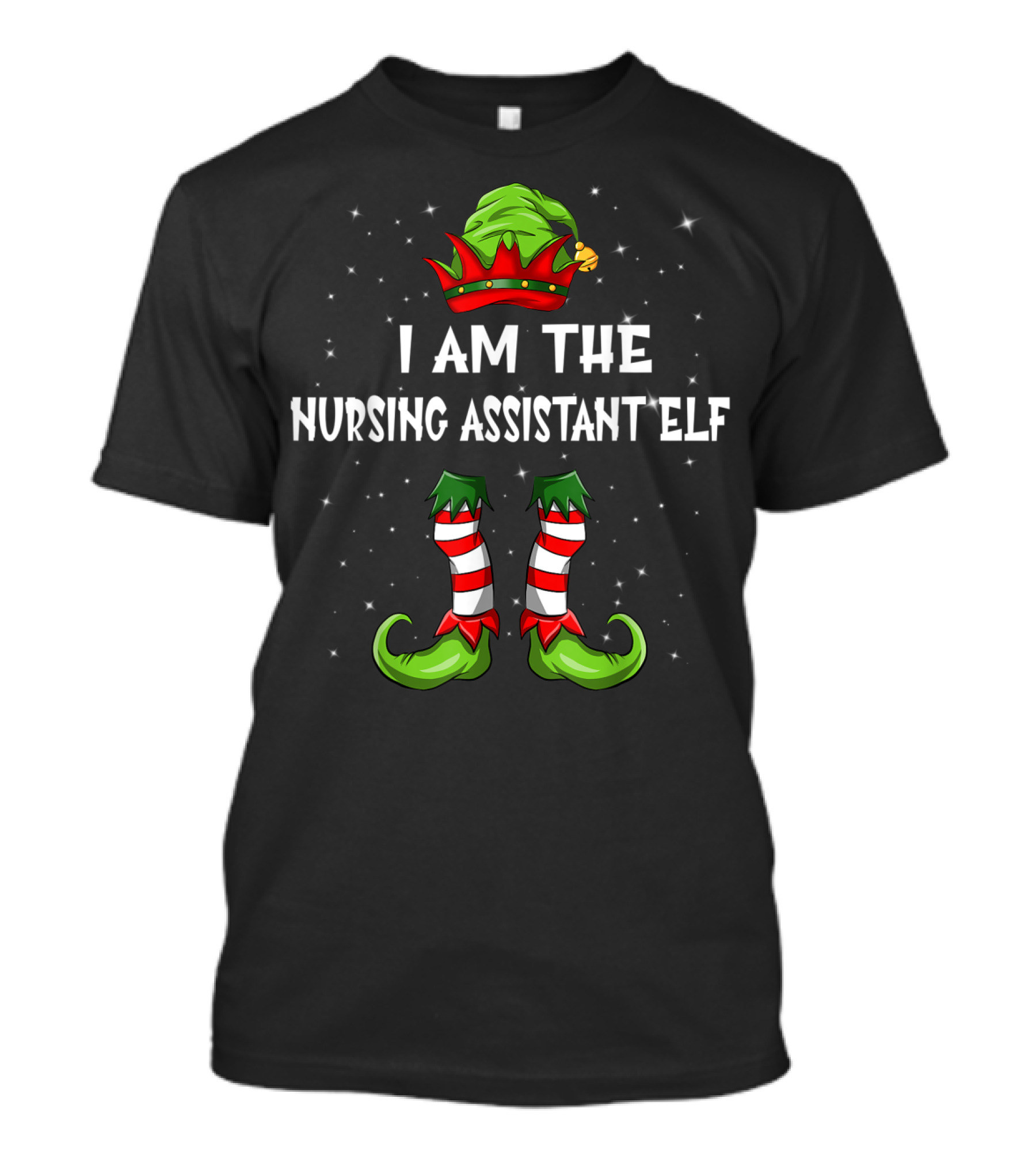 I Am The Nursing Assistant Elf Christmas Hat And Striped Socks T-Shirt