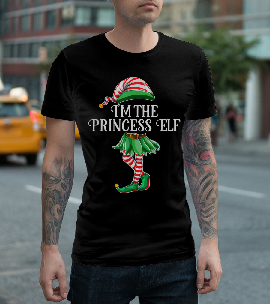 I'm The Princess Elf Red Striped Hat and Green Skirt Holiday Magic T-Shirt