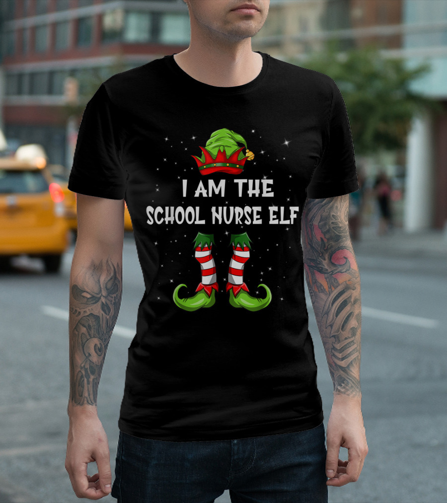 I Am The School Nurse Elf Christmas Family Elf T-Shirt