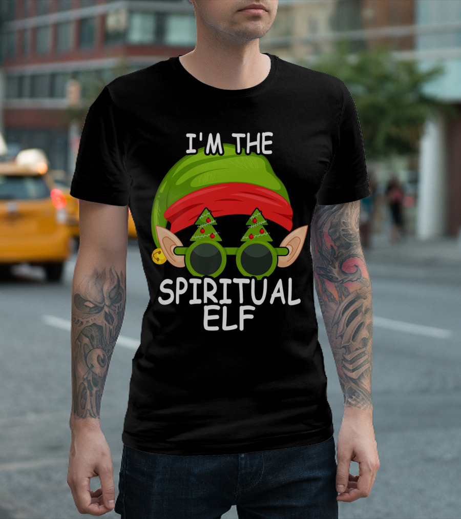 I'm The Spiritual Elf Christmas Hat Sunglasses Matching Family Group T-Shirt