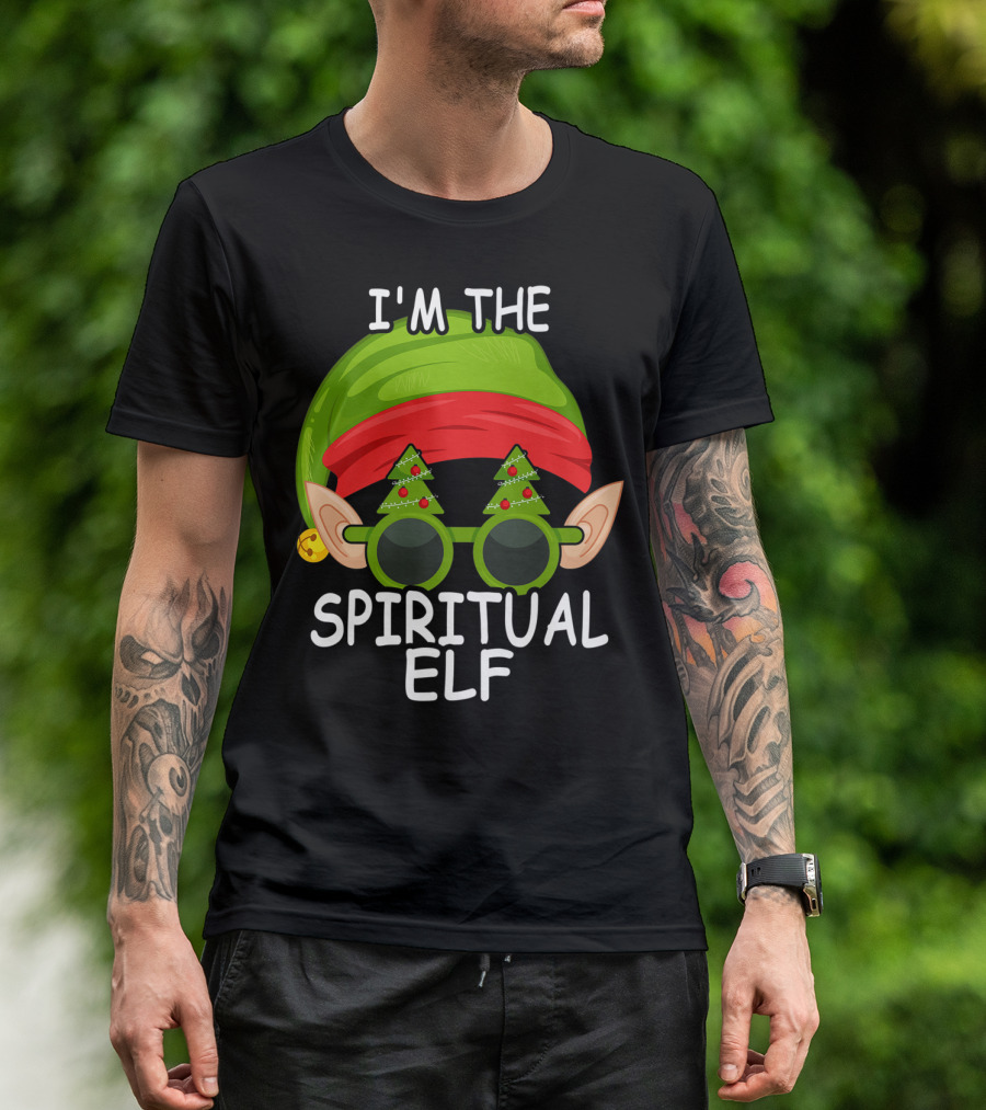 I'm The Spiritual Elf Christmas Hat Sunglasses Matching Family Group T-Shirt