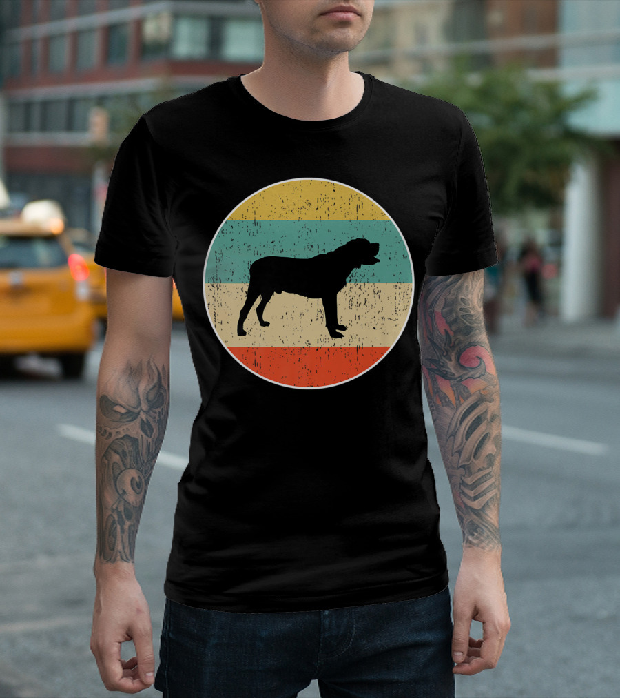 Mastiff Dog Retro Vintage Striped Circle T-Shirt