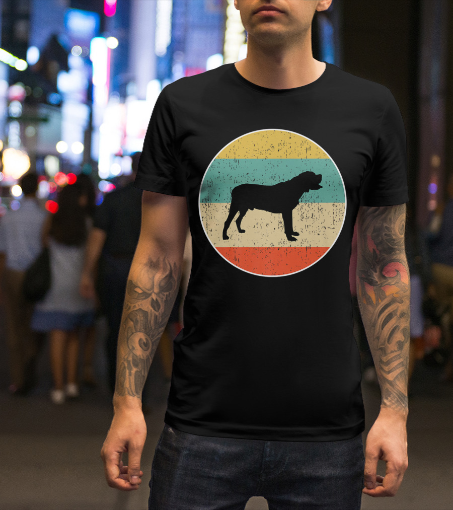 Mastiff Dog Retro Vintage Striped Circle T-Shirt