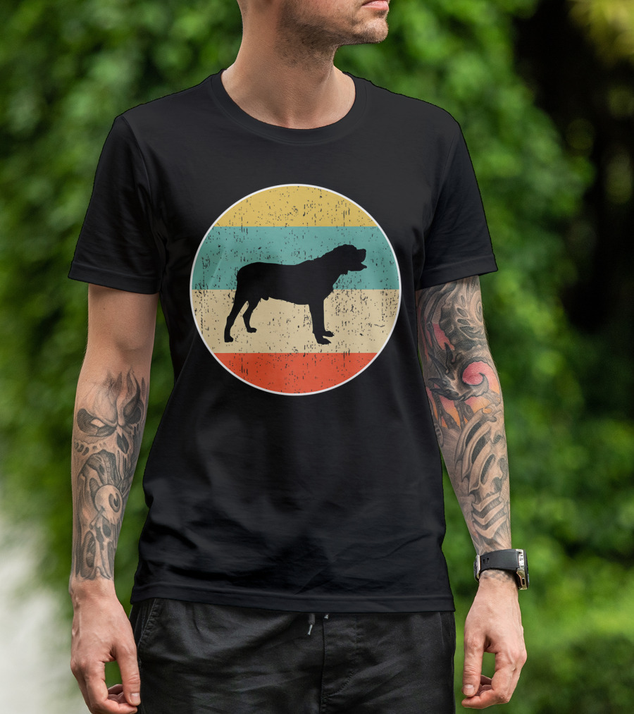 Mastiff Dog Retro Vintage Striped Circle T-Shirt