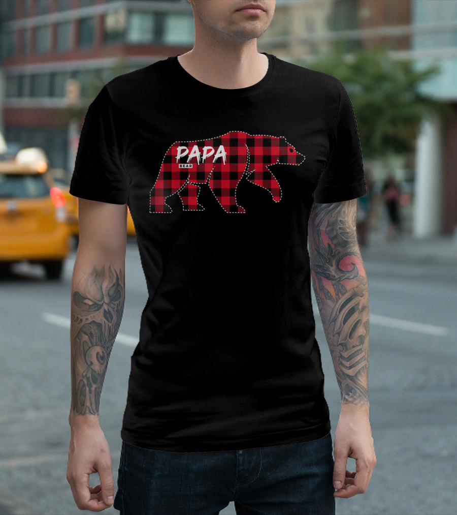 Papa Bear Red Plaid T-Shirt