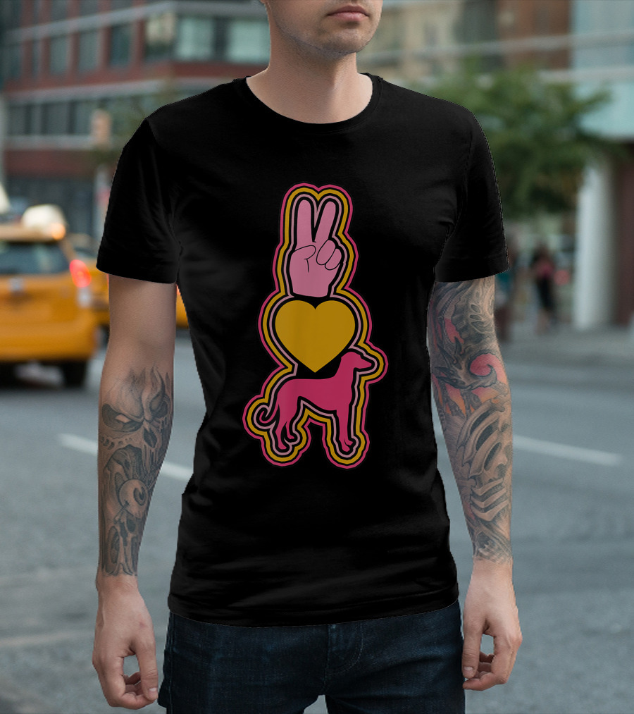 Peace Love Sloughis Symbols Hand Heart Dog Adg124h T-Shirt