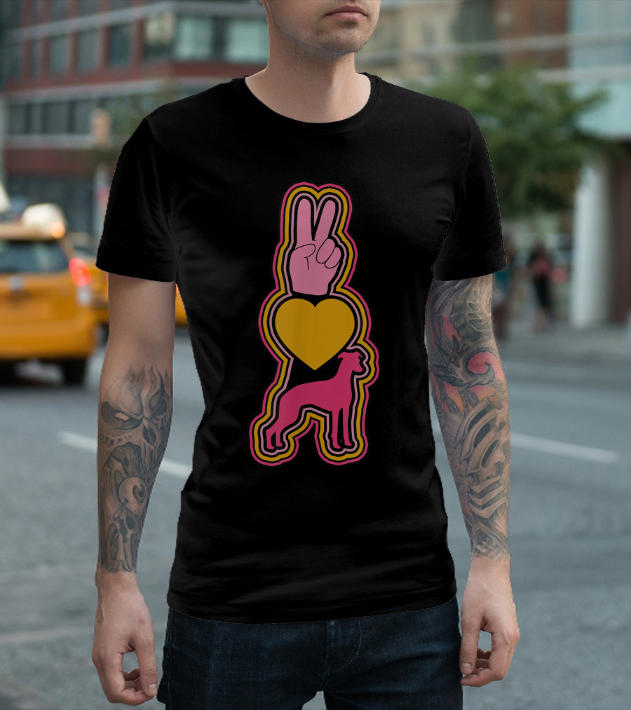 Peace Love Whippets Symbols ADG159H V Sign Heart Dog T-Shirt