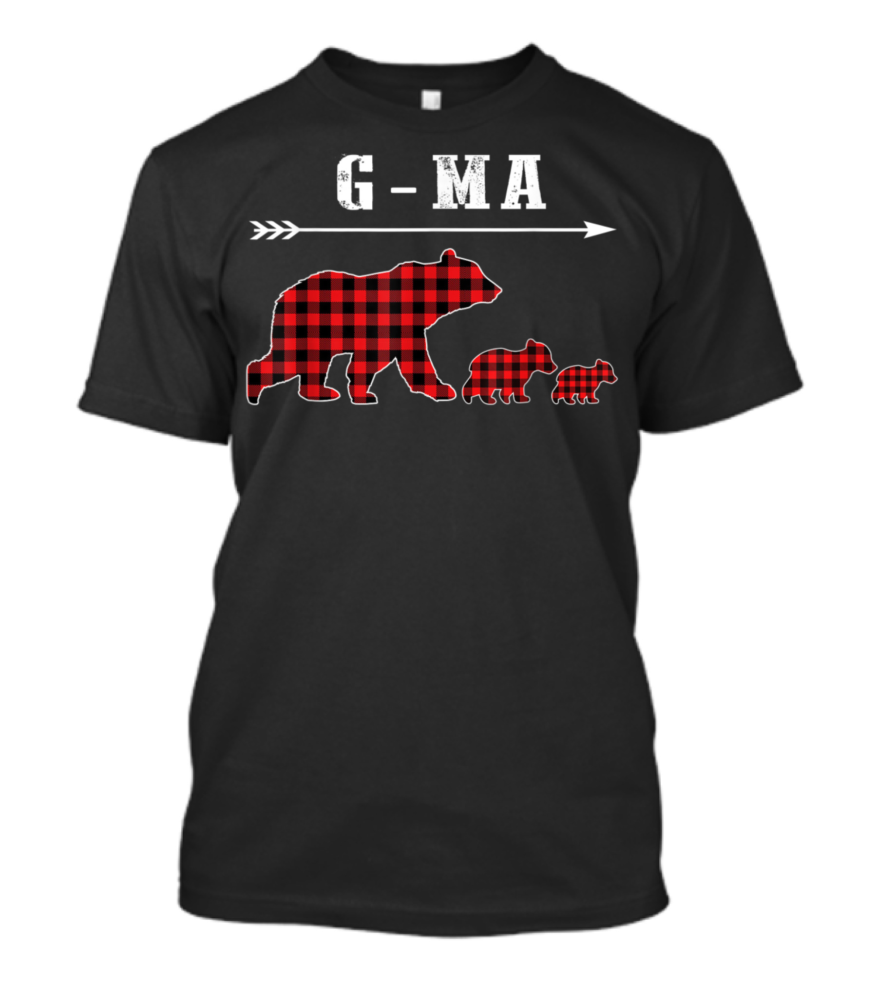 G-MA Arrow Red Plaid Bear Family T-Shirt