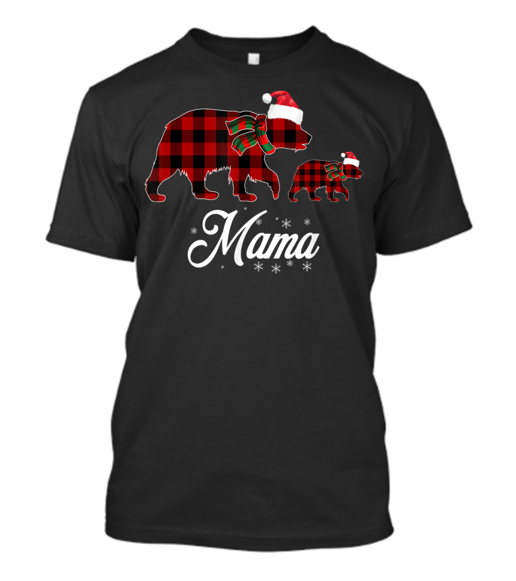 Mama Bear Red Plaid Santa Hat Buffalo T-Shirt