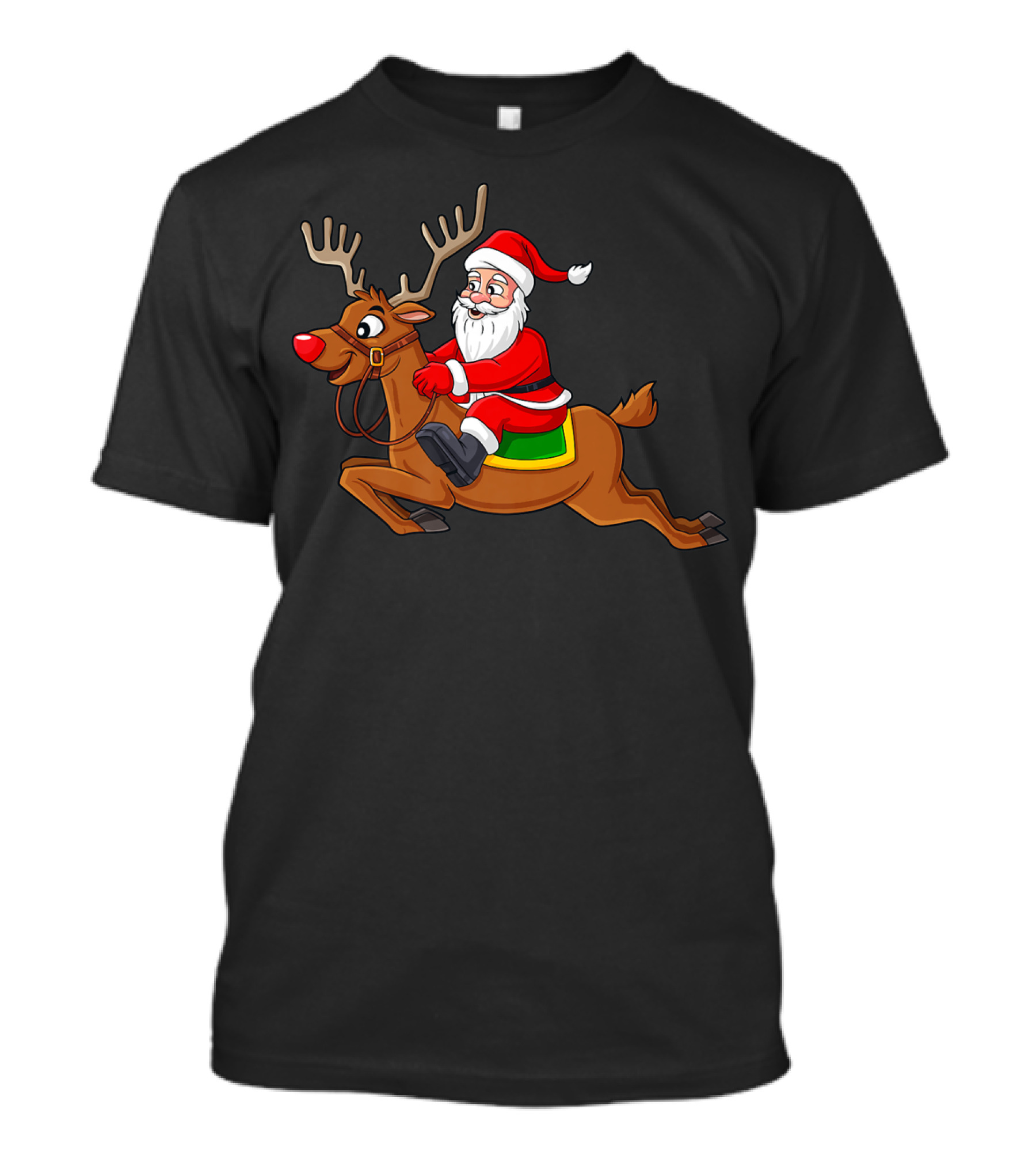Santa Claus Riding Reindeer Holiday Scene T-Shirt