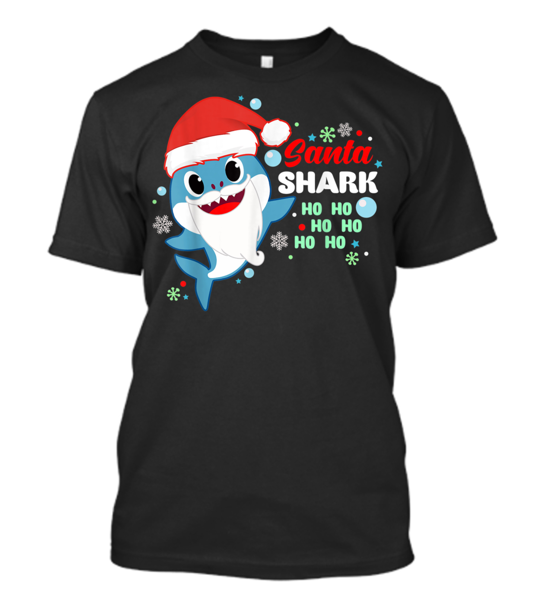 Santa Shark Ho Ho Ho Christmas Fun T-Shirt