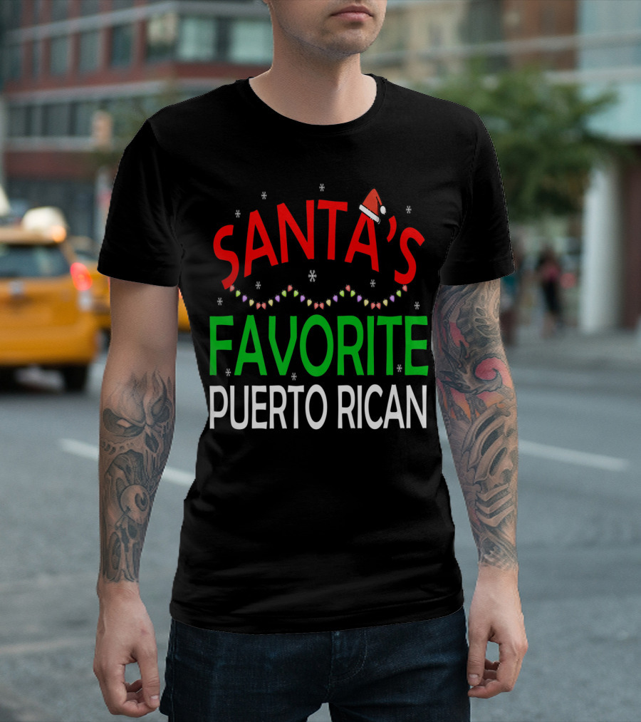 Santa's Favorite Puerto Rican Christmas Lights T-Shirt