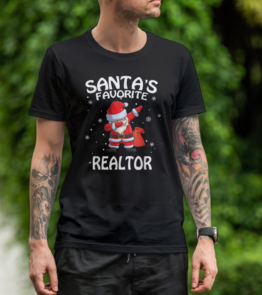Santa's Favorite Realtor Dab Dance With Snowflakes T-Shirt