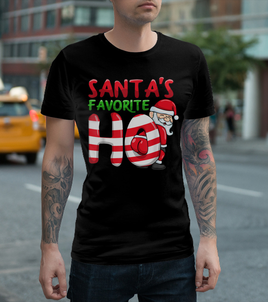 Santa's Favorite Ho Candy Cane Santa Claus T-Shirt