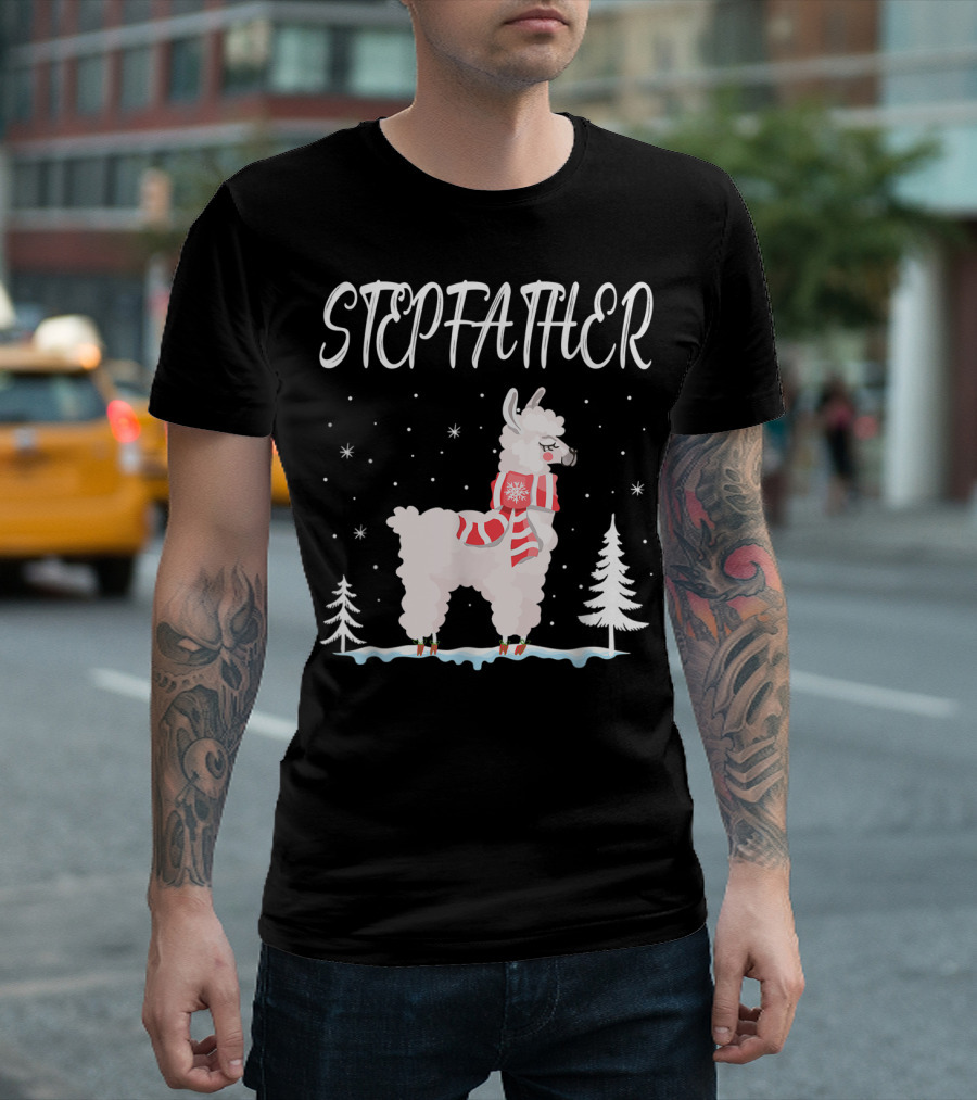 STEPFATHER Llama Christmas Sweater Snowflakes T-Shirt
