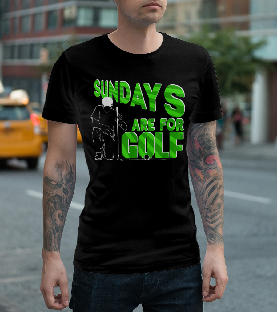 Sundays Are For Golf Kneeling Golfer Green Text T-Shirt