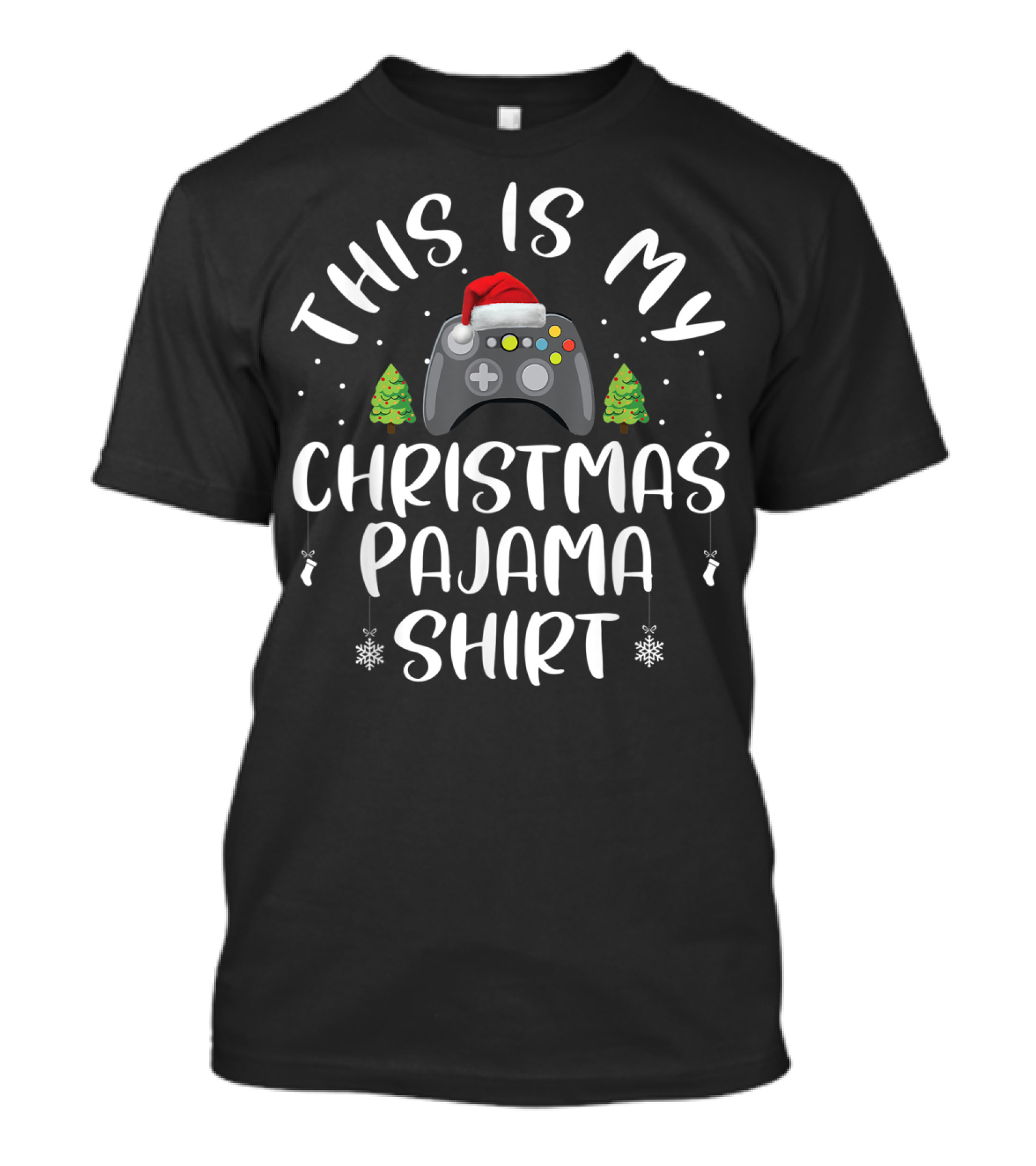This Is My Christmas Pajama Shirt Santa Hat Gamer T-Shirt