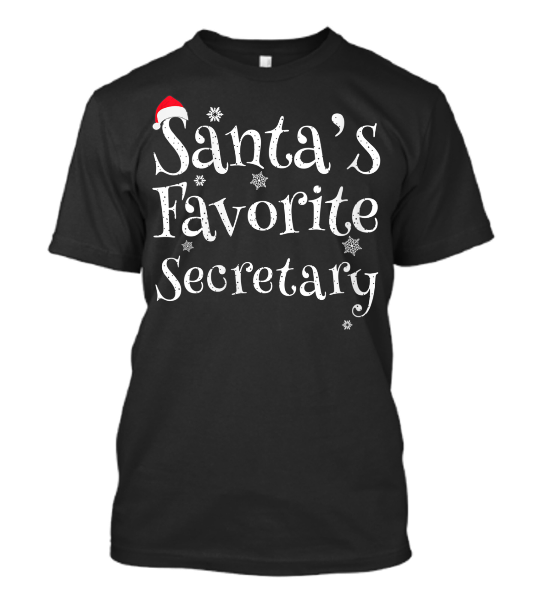 Santa's Favorite Secretary Snowflakes With Christmas Hat T-Shirt