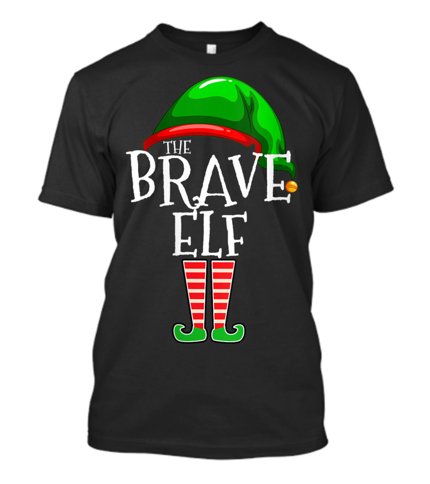 The Brave Elf Festive Hat And Striped Stockings T-Shirt