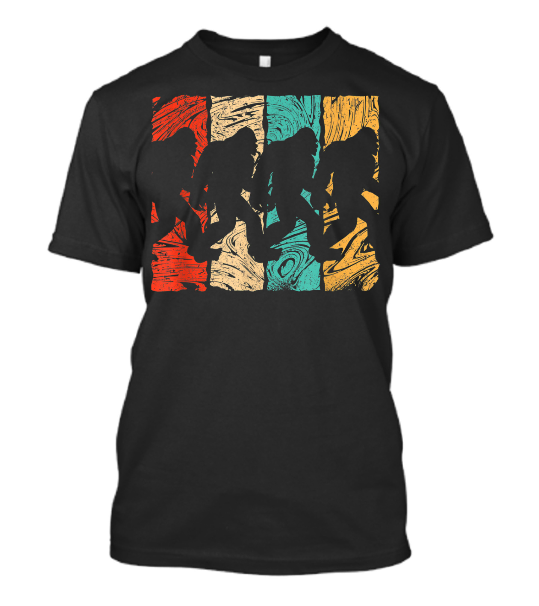 Bigfoot Vintage Sasquatch Colorful Silhouette Camping T-Shirt