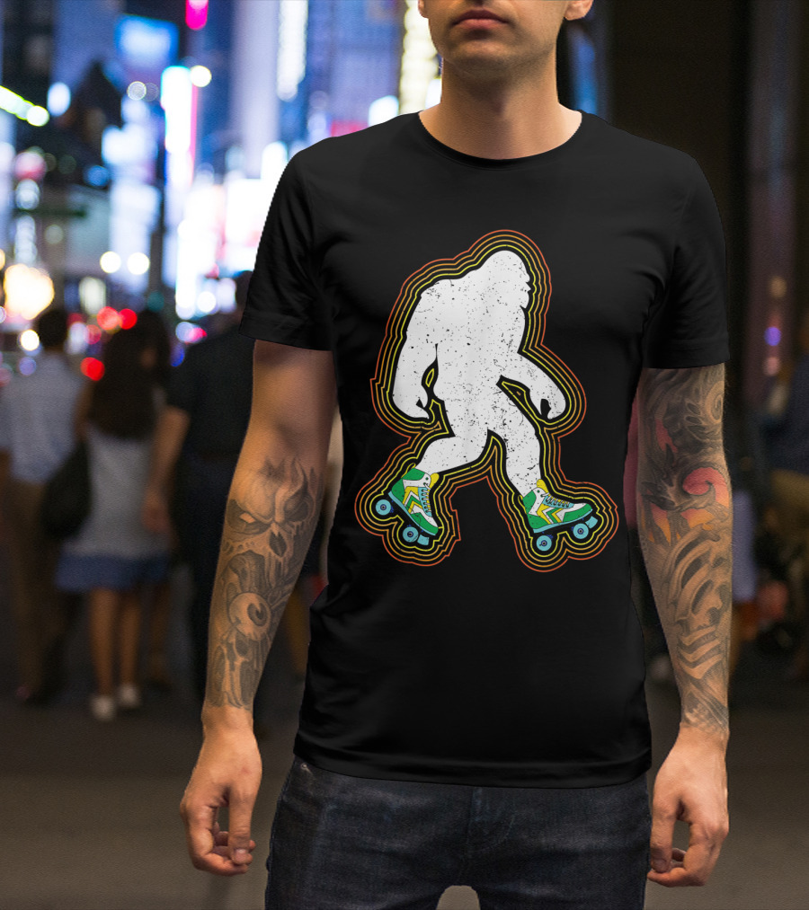 Bigfoot Sasquatch Roller Skating Retro Vibes T-Shirt