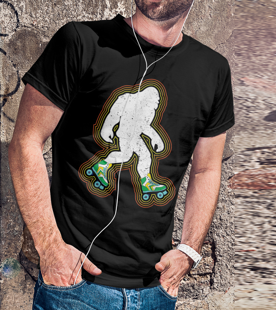 Bigfoot Sasquatch Roller Skating Retro Vibes T-Shirt