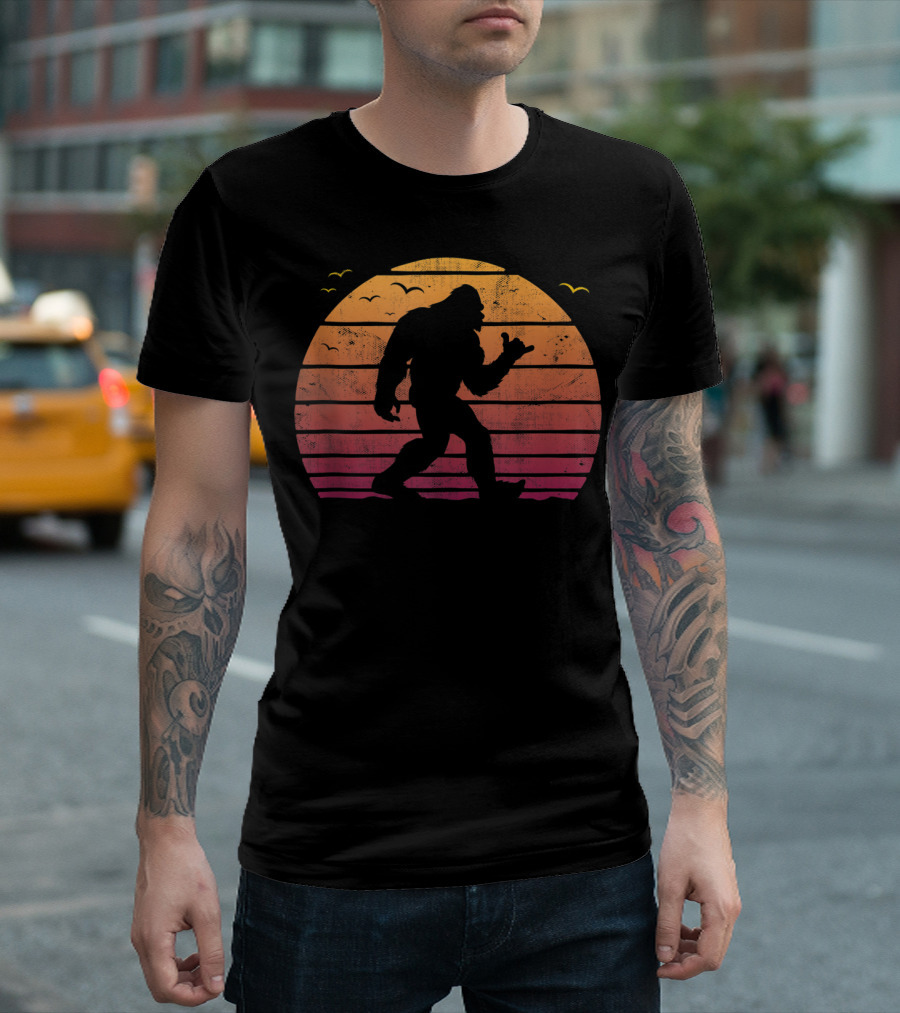 Bigfoot Sunset Beach Vacation Surfing Adventure T-Shirt