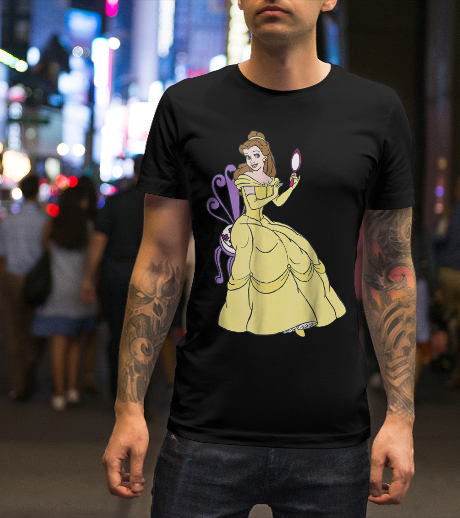 Beauty And The Beast Disney Belle Mirror Yellow Dress T-Shirt