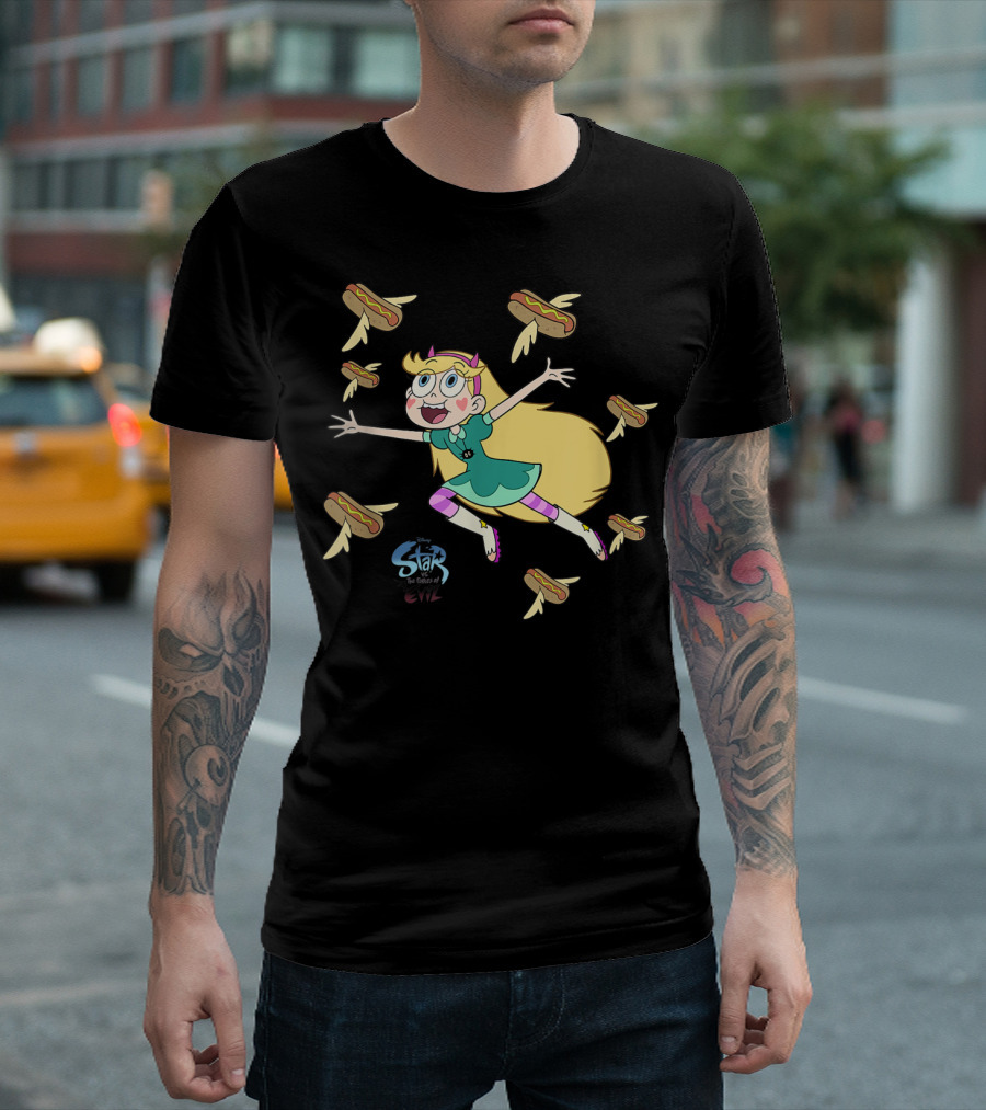 Star Butterfly Disney Channel Star Vs The Forces Of Evil Flying Hot Dogs T-Shirt
