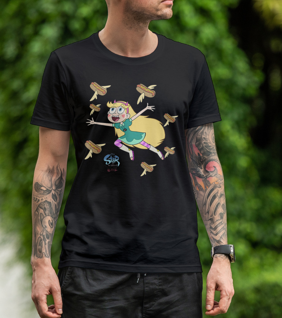 Star Butterfly Disney Channel Star Vs The Forces Of Evil Flying Hot Dogs T-Shirt