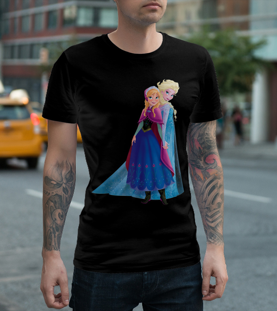 Disney Frozen Elsa And Anna Sisters In Iconic Pose T-Shirt