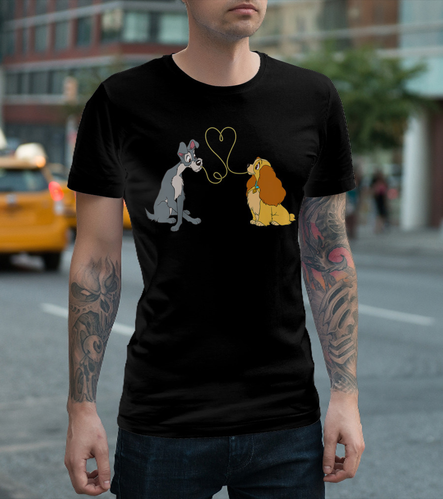 Lady and the Tramp Spaghetti Pasta Heart Disney Bella Notte T-Shirt