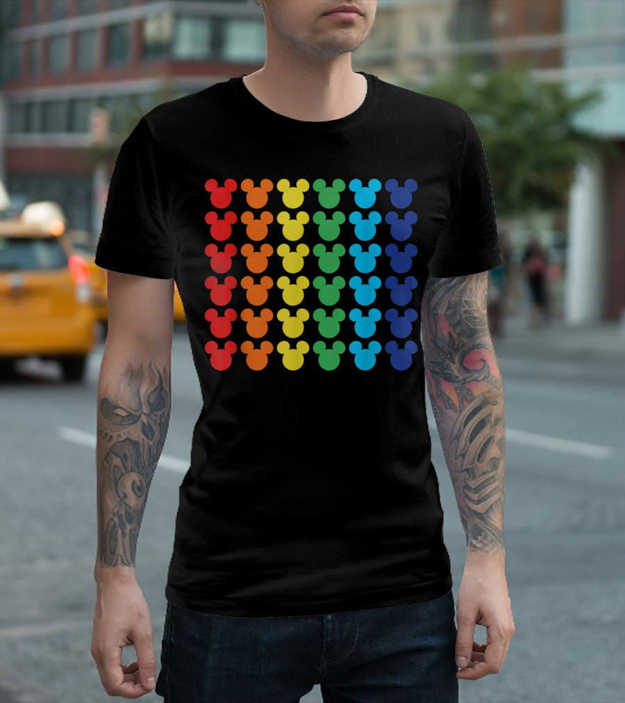 Disney Rainbow Mickey Mouse Heads T-Shirt