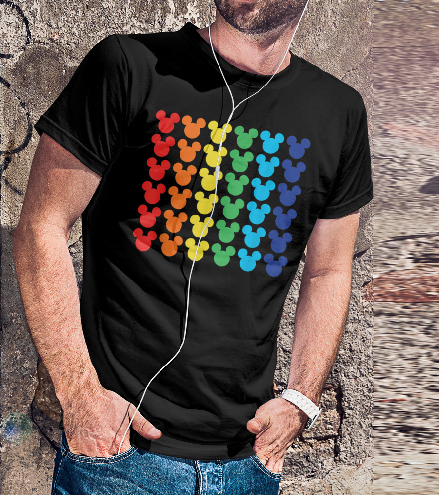 Disney Rainbow Mickey Mouse Heads T-Shirt