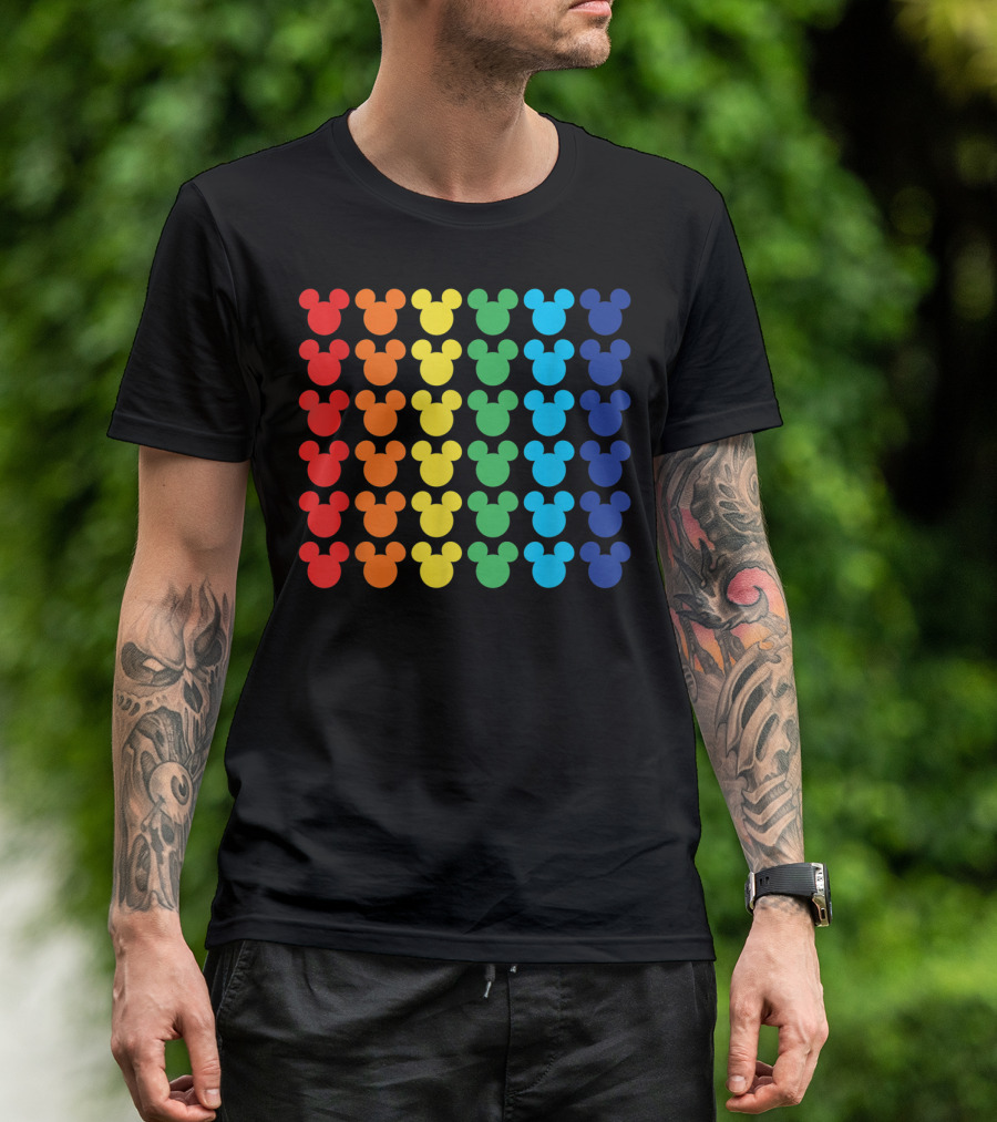 Disney Rainbow Mickey Mouse Heads T-Shirt