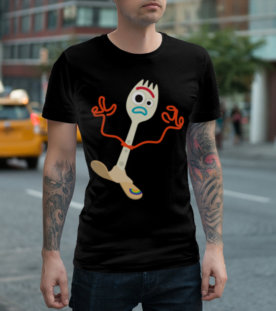 Disney Pixar Toy Story 4 Forky Character Emblem Left Chest T-Shirt