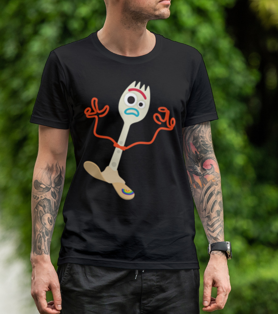 Disney Pixar Toy Story 4 Forky Character Emblem Left Chest T-Shirt