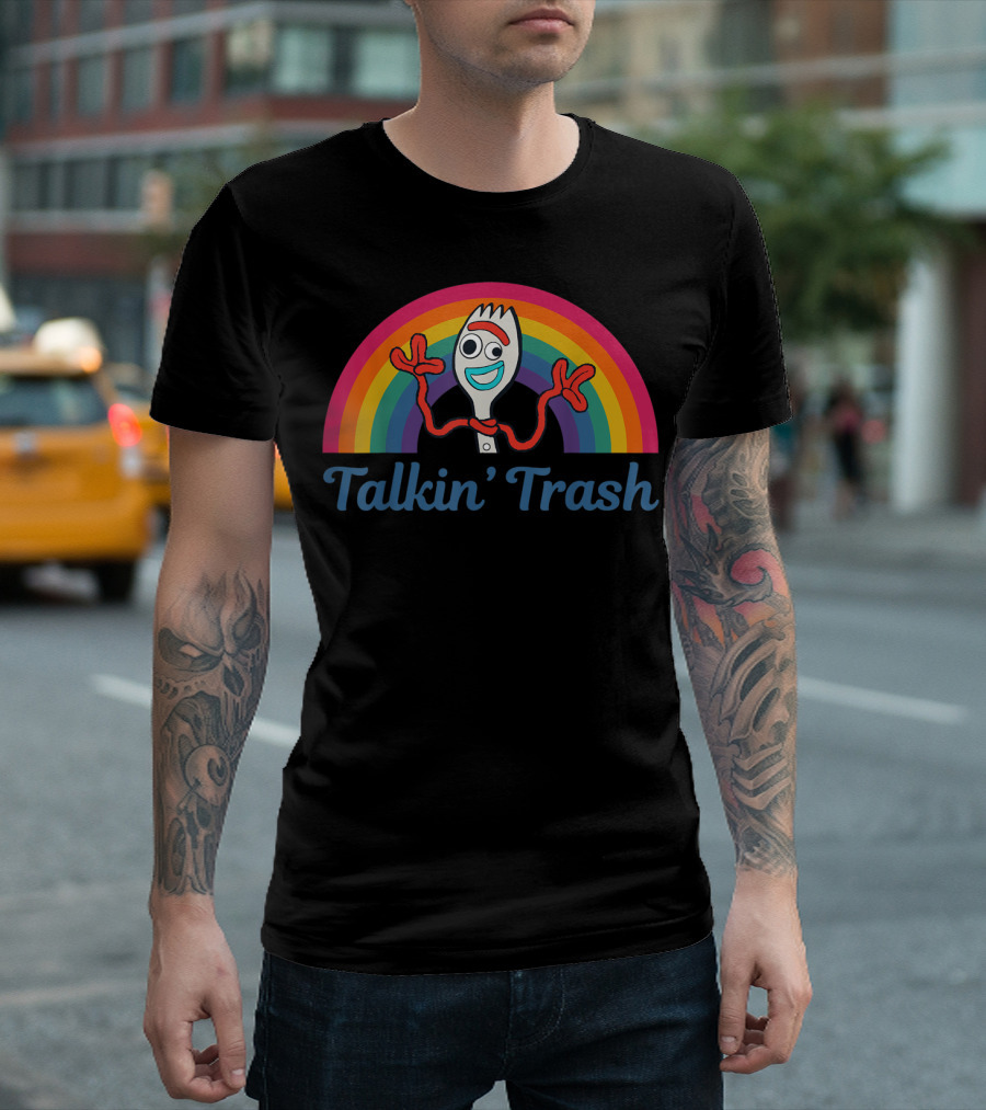 Disney Pixar Toy Story 4 Forky Talkin' Trash Rainbow T-Shirt