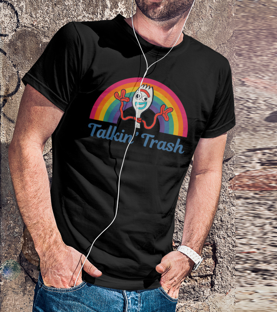 Disney Pixar Toy Story 4 Forky Talkin' Trash Rainbow T-Shirt