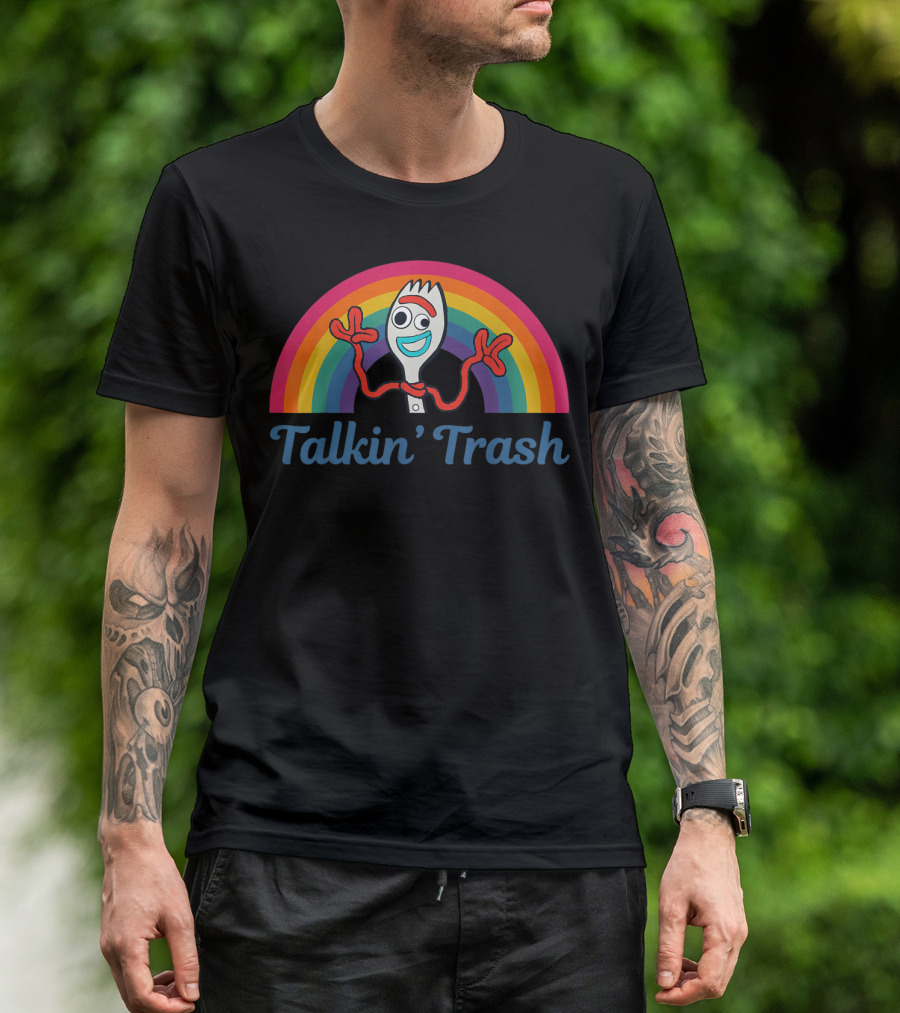 Disney Pixar Toy Story 4 Forky Talkin' Trash Rainbow T-Shirt